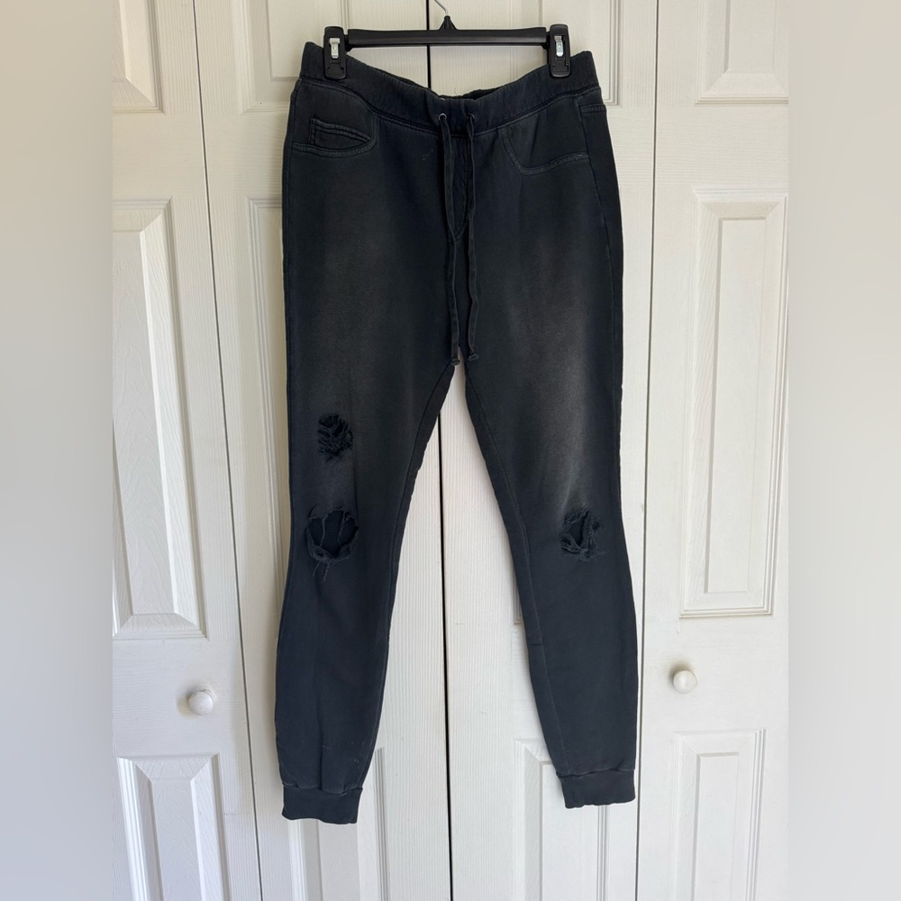 Pam & Gela Black Distressed Jogger Pants